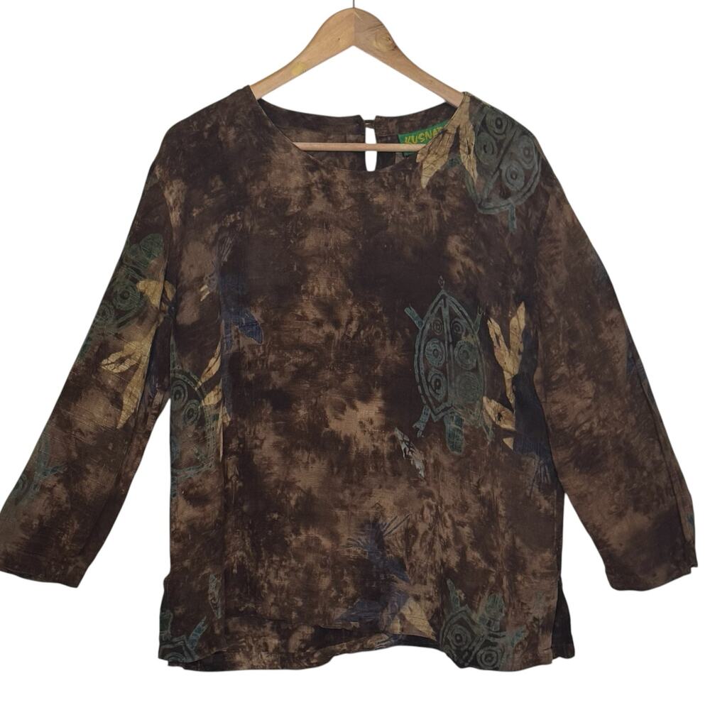 Kusnadi Art to Wear Batik Artsy Turtle Handcrafted Pullover Blouse